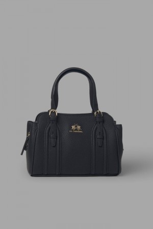 La Martina Faux Koža Ženske Torba Satchel Crne | SDP-4513