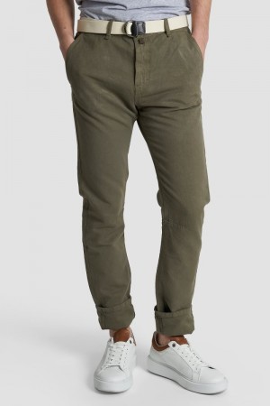 La Martina Regular-fit Cotton And Linen Muške Chino Hlače Tamno Zelene | TRR-6311