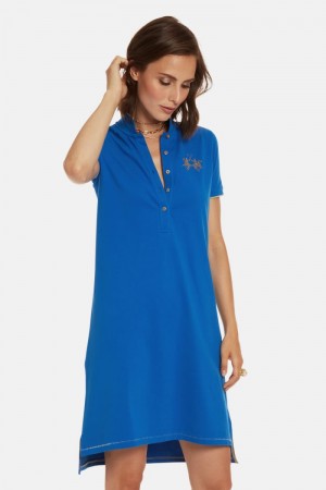 La Martina Regular-fit Ženske Polo Dress Plave | HPM-7220