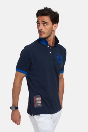 La Martina Short-sleeved Regular Fit Muške Polo Majica Tamnoplave | YCA-2792