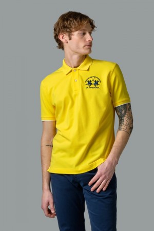 La Martina Short-sleeved Regular Fit Muške Polo Majica Žute | JGN-4783