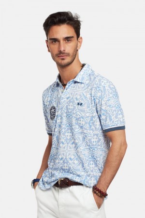 La Martina Short-sleeved Regular Fit Muške Polo Majica Srebrne Plave | GUN-9316