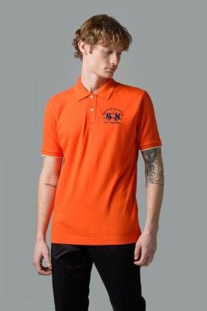 La Martina Short-sleeved Regular Fit Muške Polo Majica Crvene Narančaste | UAE-7716