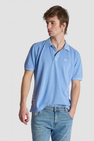 La Martina Short-sleeved Regular-fit Cotton Muške Polo Majica Plave | PHN-4950