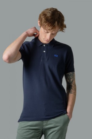 La Martina Slim-fit Stretch Piqué Muške Polo Majica Tamnoplave | QJR-9703