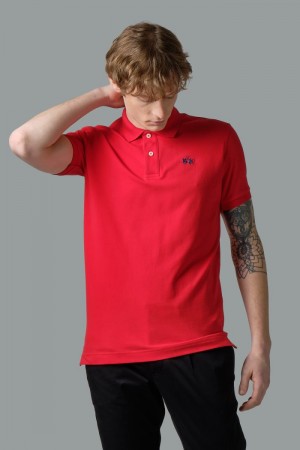 La Martina Slim-fit Stretch Piqué Muške Polo Majica Crvene | KOL-7233