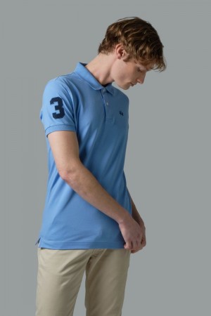 La Martina Slim-fit Stretch Piqué Muške Polo Majica Plave | UKZ-6790