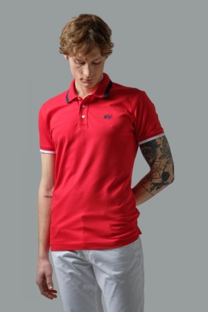 La Martina Slim-fit Stretch Piqué Muške Polo Majica Crvene | DYB-6270