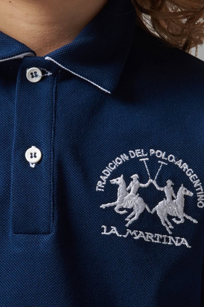 La Martina Classic Cotton Dječje Polo Majica Plave Bijele | HSJ-9198