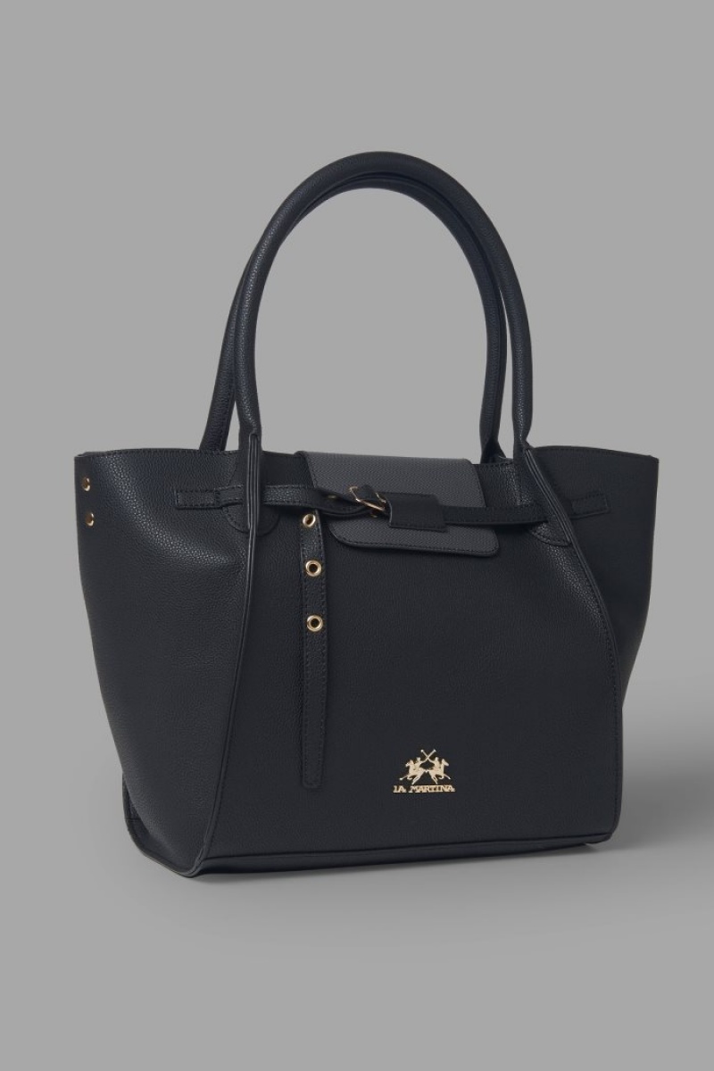 La Martina Double-handle Ženske Torba Tote Crne | XAV-1703