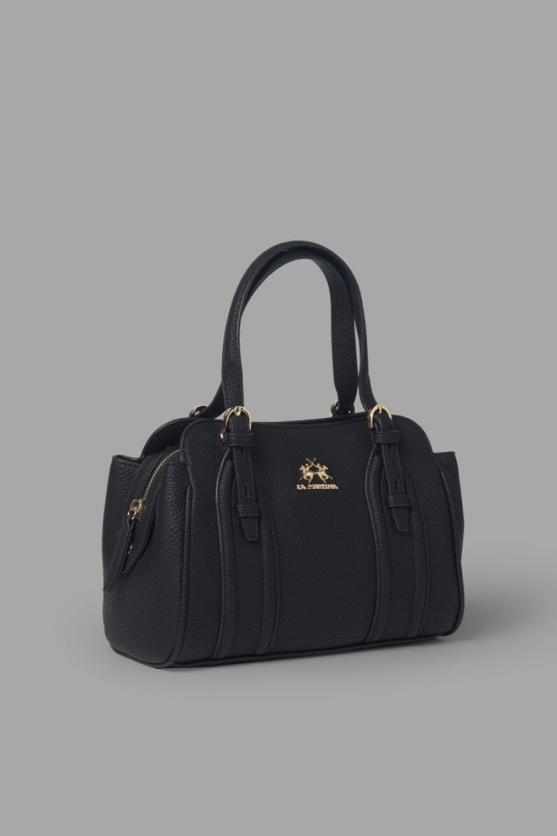 La Martina Faux Koža Ženske Torba Satchel Crne | SDP-4513