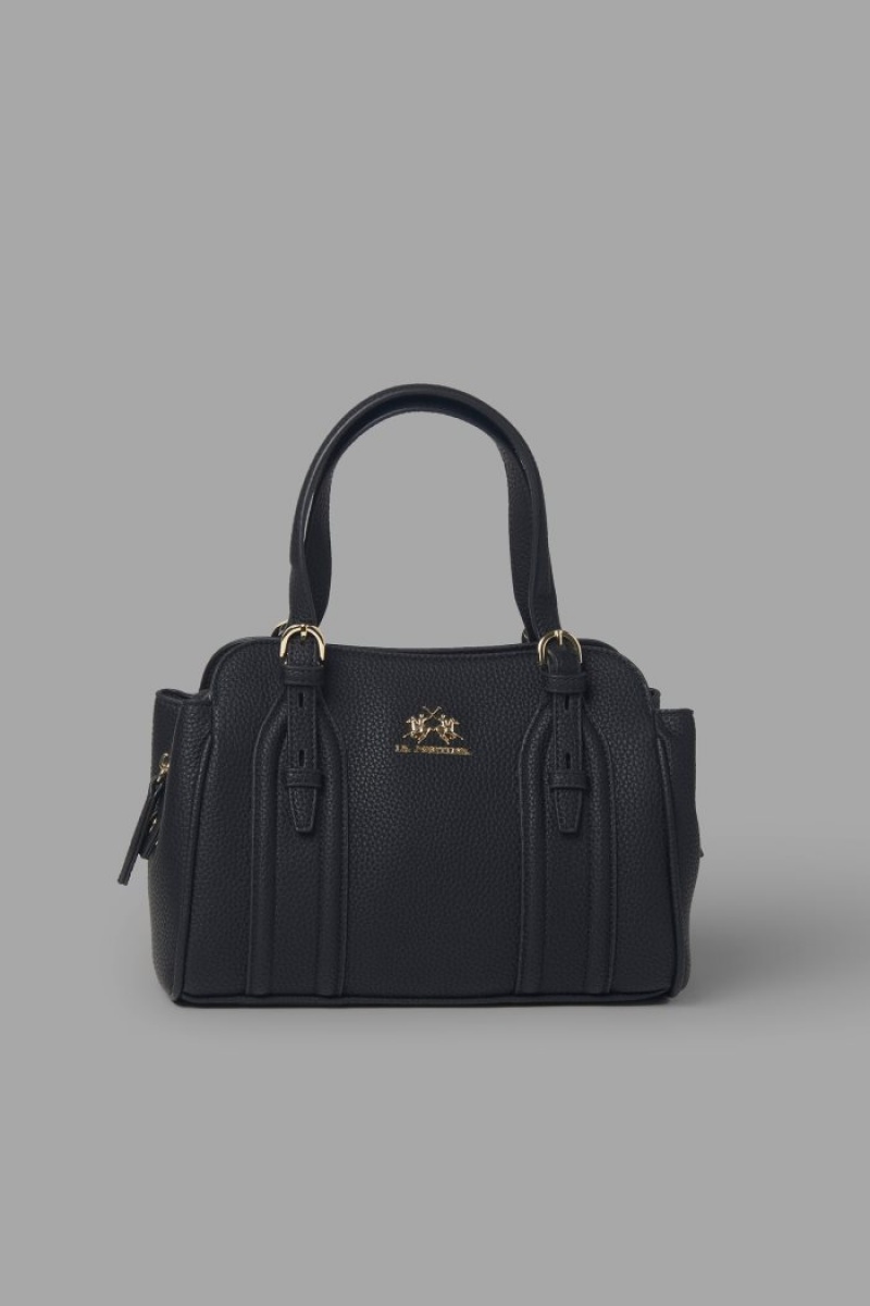 La Martina Faux Koža Ženske Torba Satchel Crne | SDP-4513