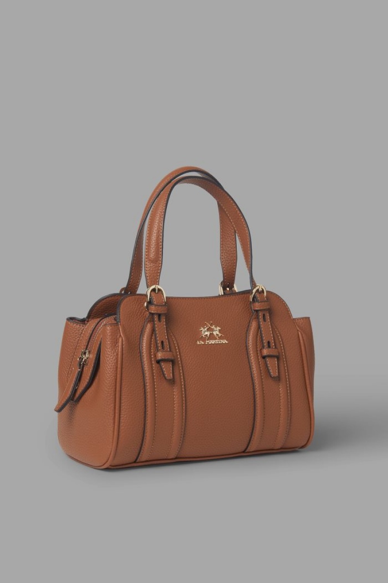 La Martina Faux Koža Ženske Torba Satchel Smeđe | JRM-9002