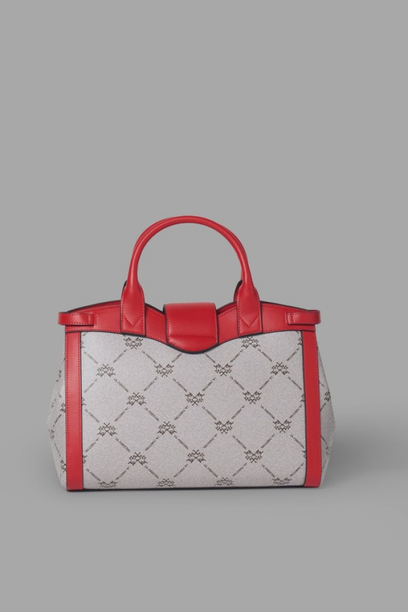 La Martina Featuring An All-over Logo Print Ženske Torba Satchel Crvene | UIS-6799