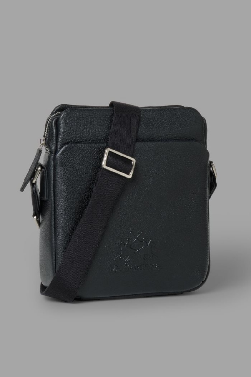 La Martina Koža Muške Crossbody Torba Crne | HPP-4262