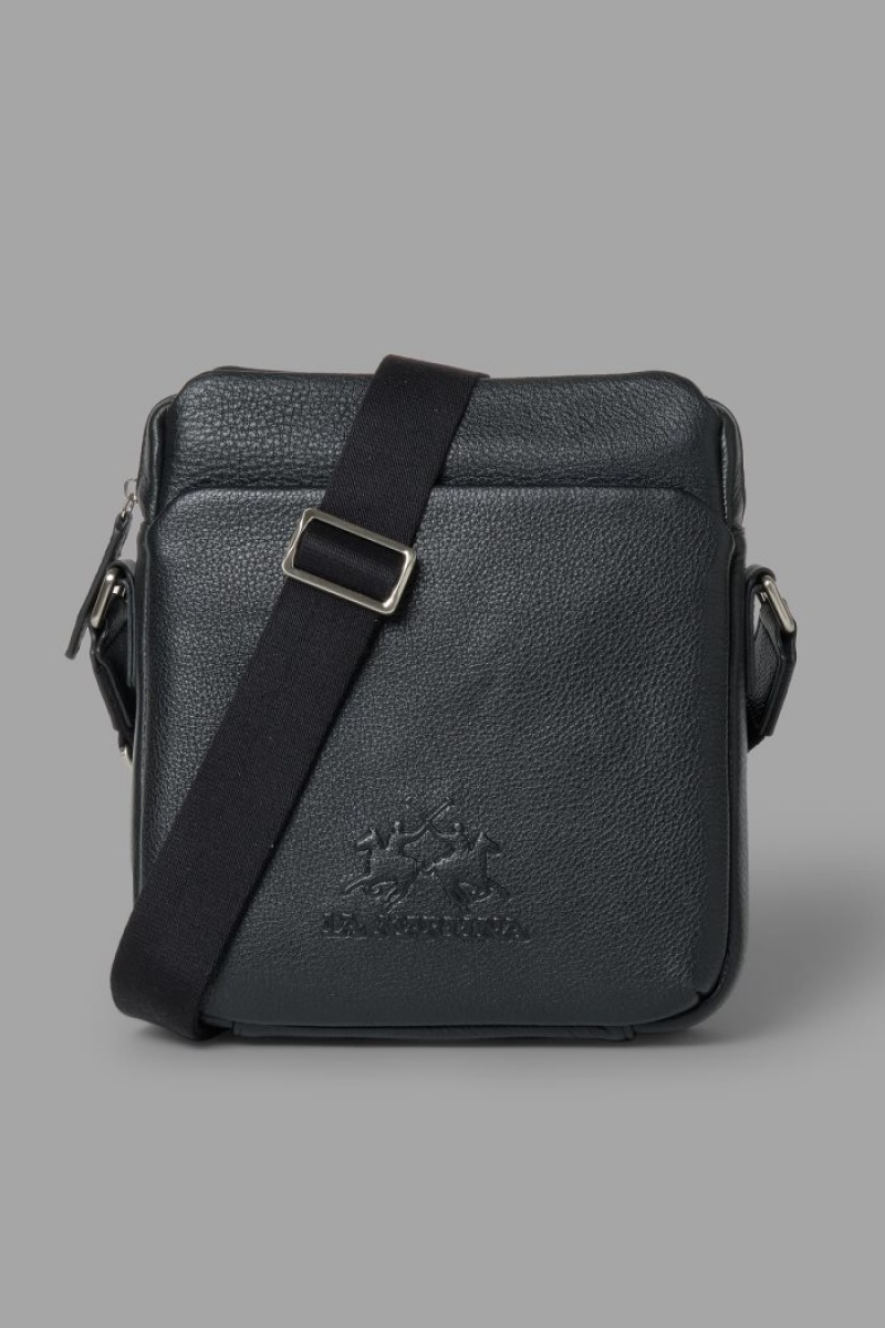 La Martina Koža Muške Crossbody Torba Crne | HPP-4262