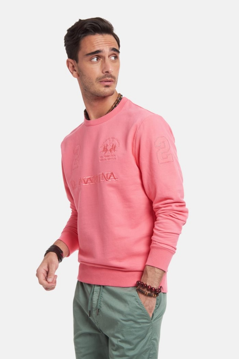 La Martina Regular-fit Brushed Cotton Muške Dukserica Koraljne | ERC-6678