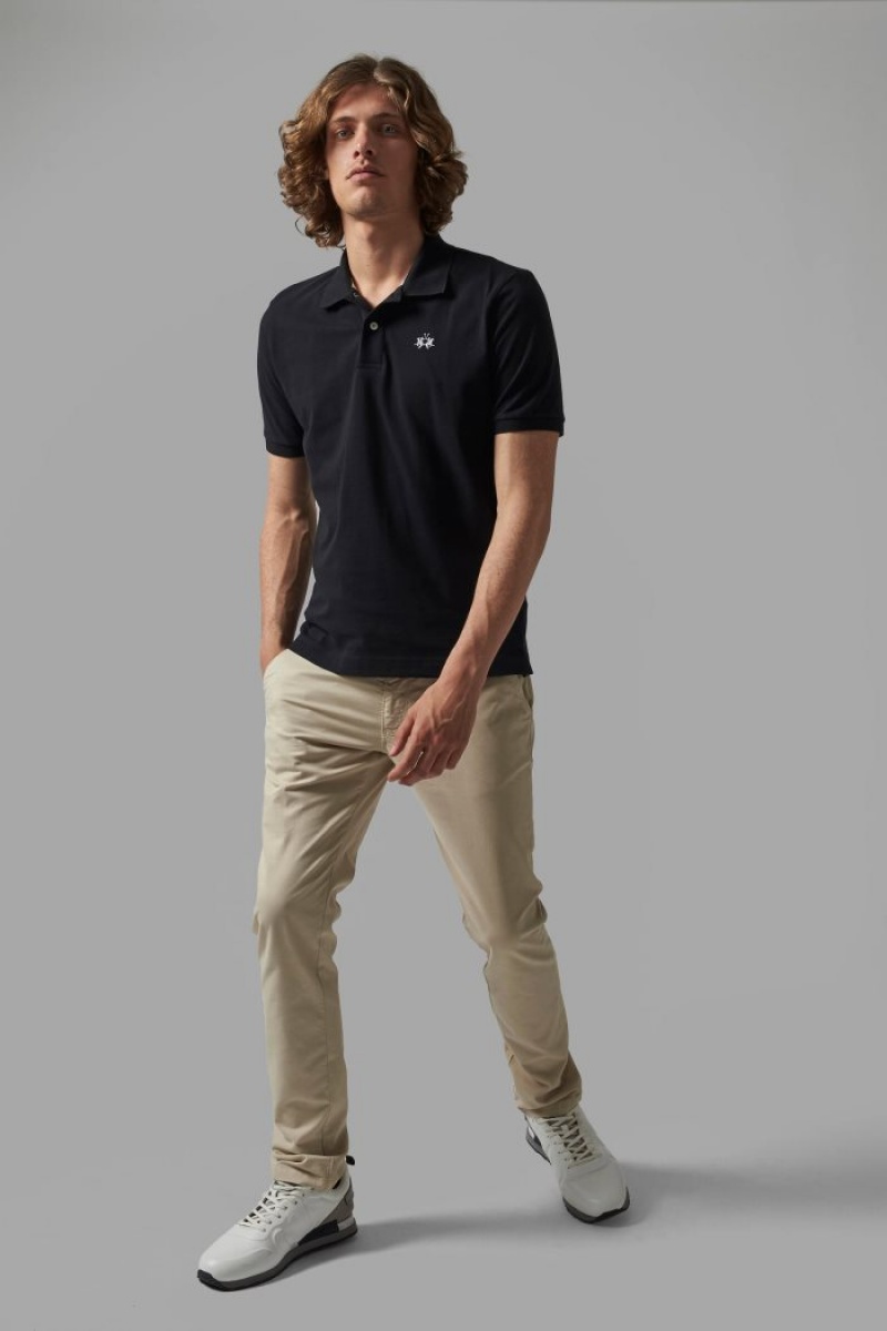 La Martina Regular-fit Classic Piqué Muške Polo Majica Crne | BPL-7767