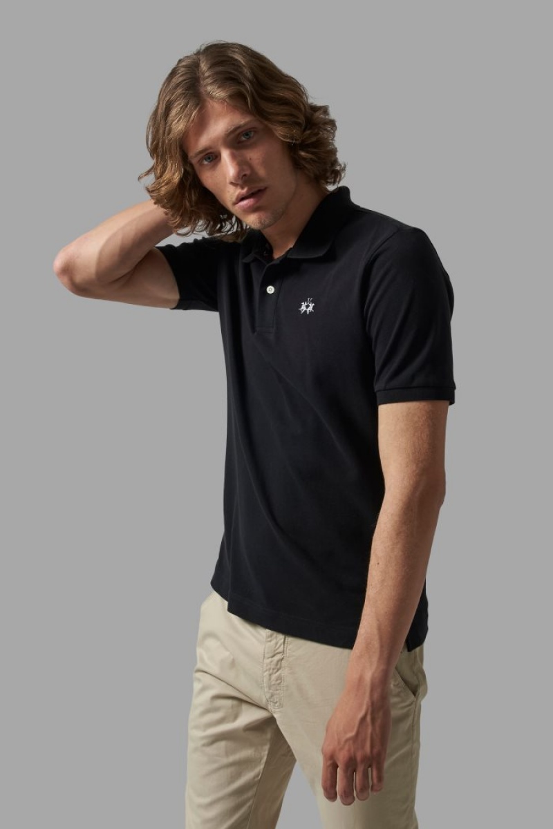 La Martina Regular-fit Classic Piqué Muške Polo Majica Crne | BPL-7767