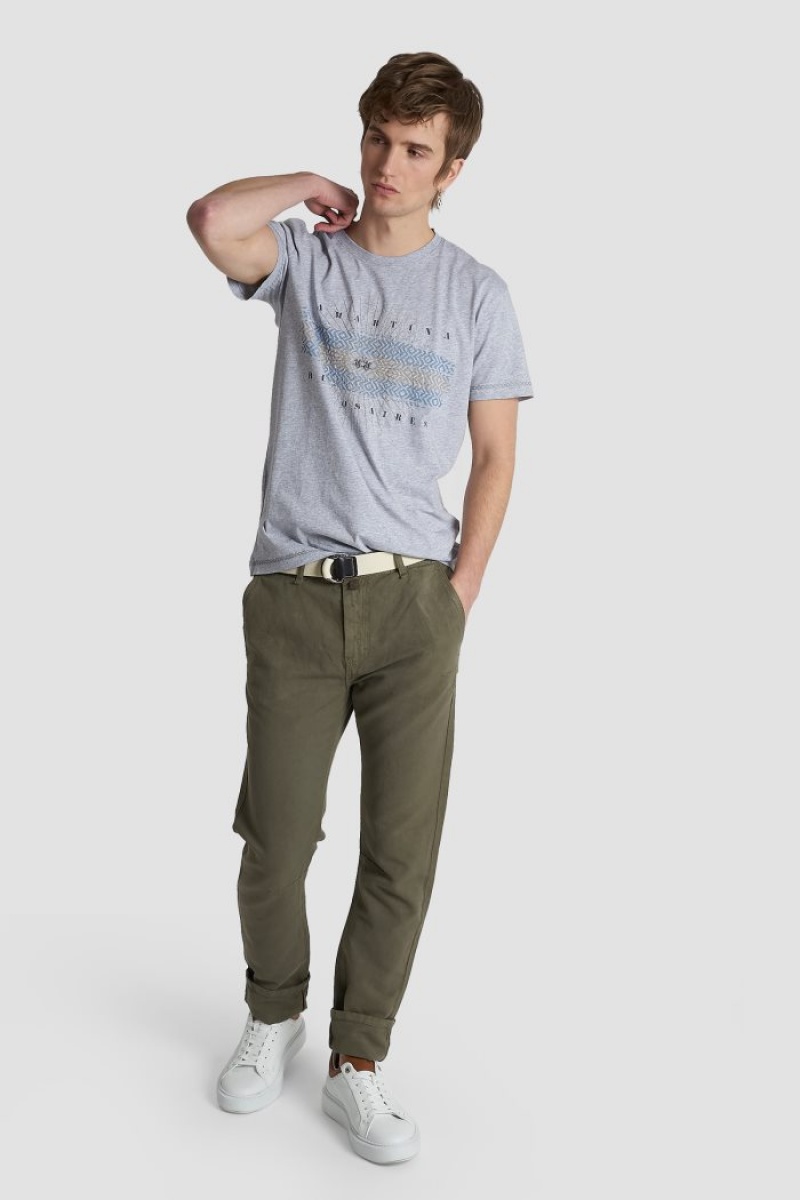 La Martina Regular-fit Cotton And Linen Muške Chino Hlače Tamno Zelene | TRR-6311