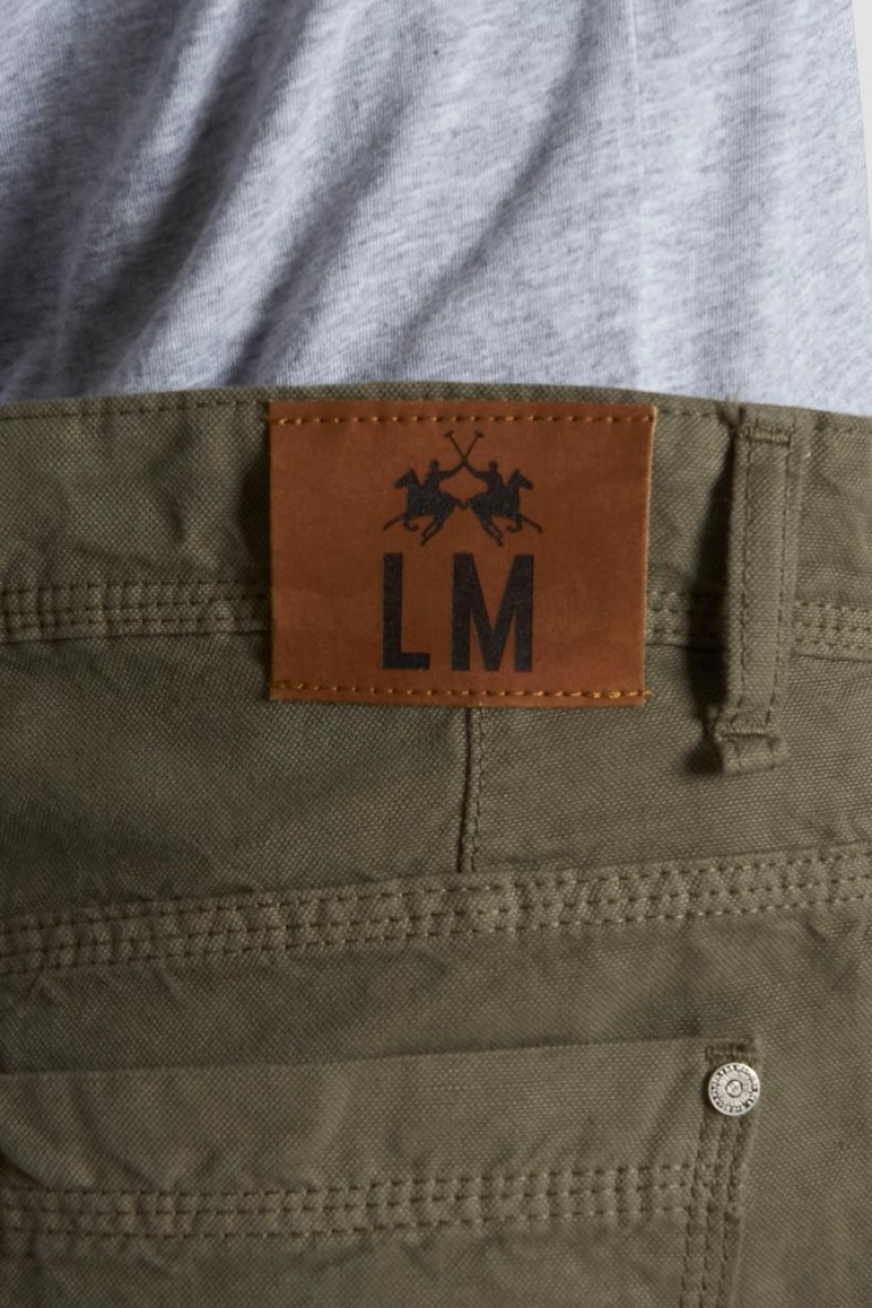 La Martina Regular-fit Cotton And Linen Muške Chino Hlače Tamno Zelene | TRR-6311