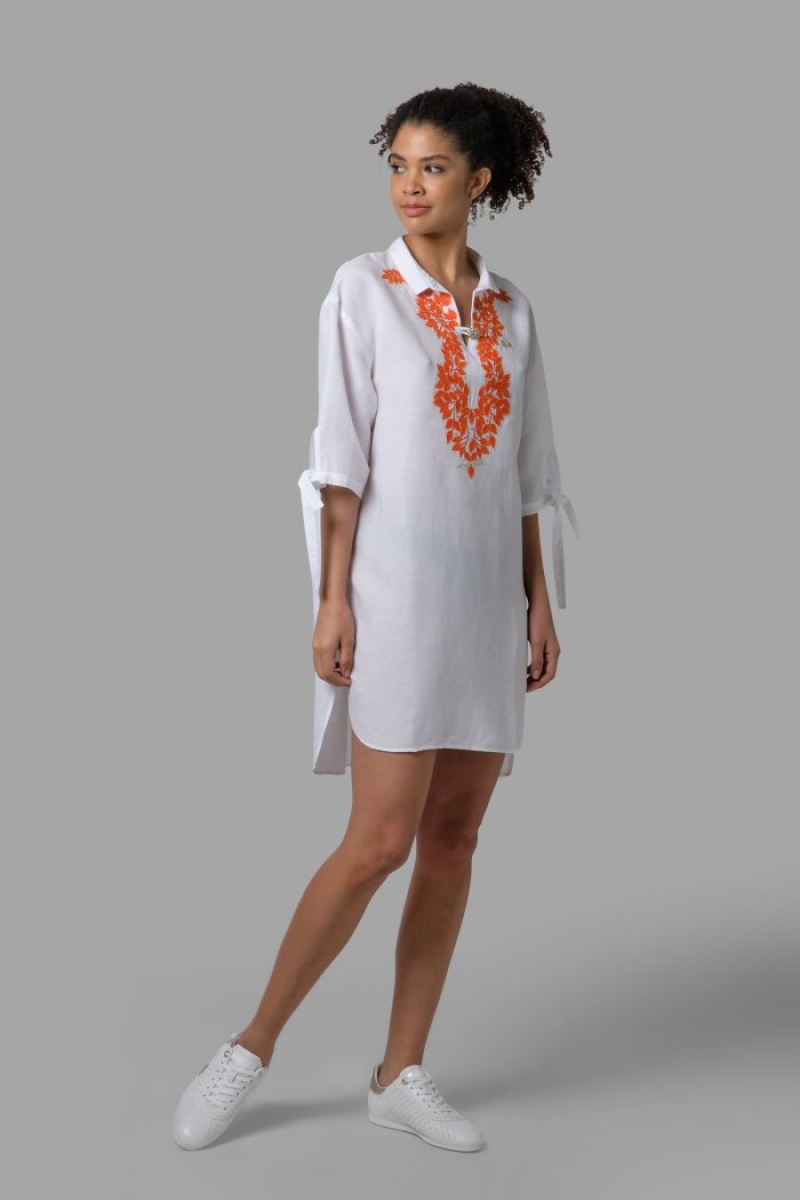 La Martina Regular-fit Linen-blend Ženske Kaftan Bijele | WYL-4920