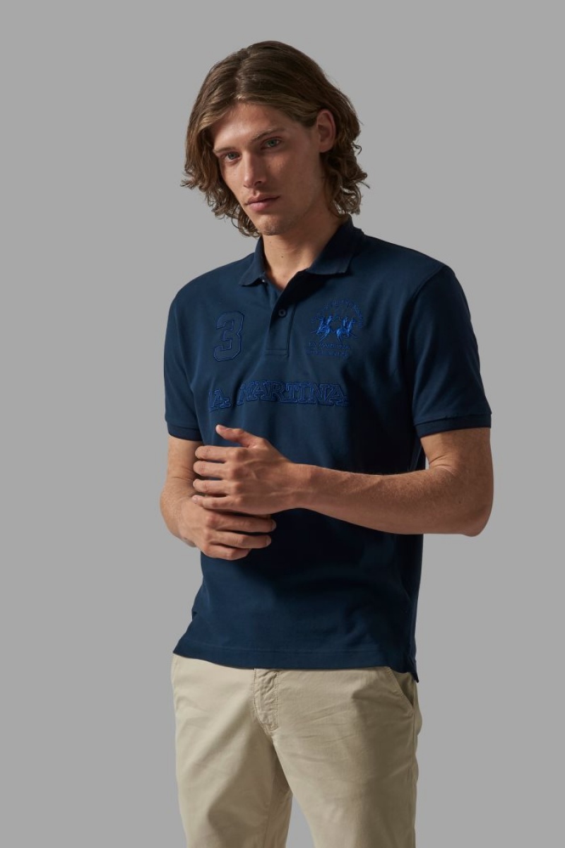 La Martina Regular-fit Stretch Cotton Muške Polo Majica Tamnoplave | UTM-7664