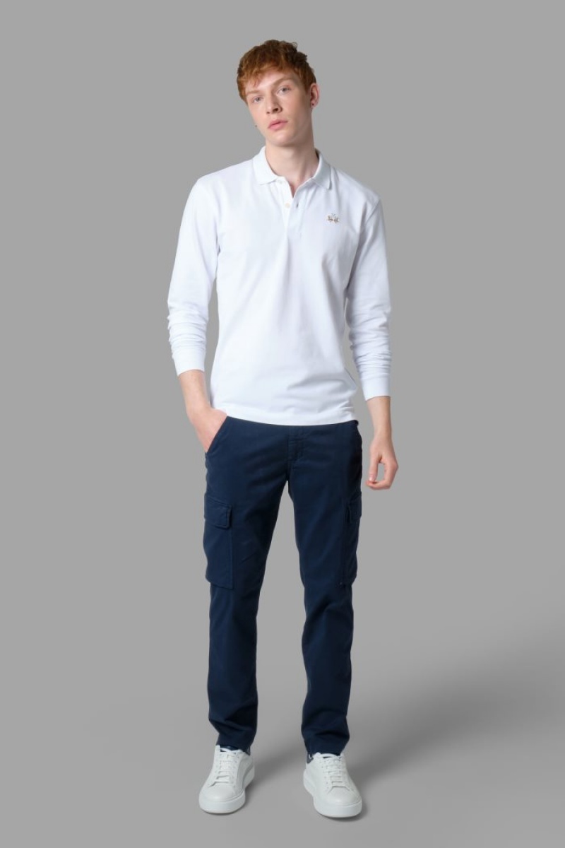 La Martina Regular-fit Stretch Cotton Muške Chino Hlače Tamnoplave | EVA-2859