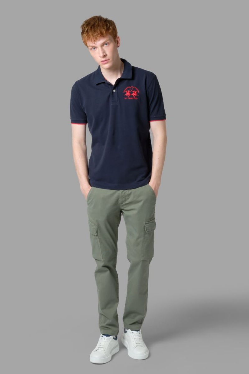 La Martina Regular-fit Stretch Cotton Muške Chino Hlače Maslinasto Zelene | DUW-7149