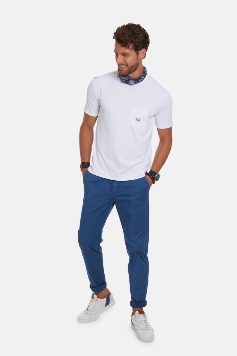 La Martina Regular-fit Stretch Cotton Muške Chino Hlače Plave | YJQ-8499