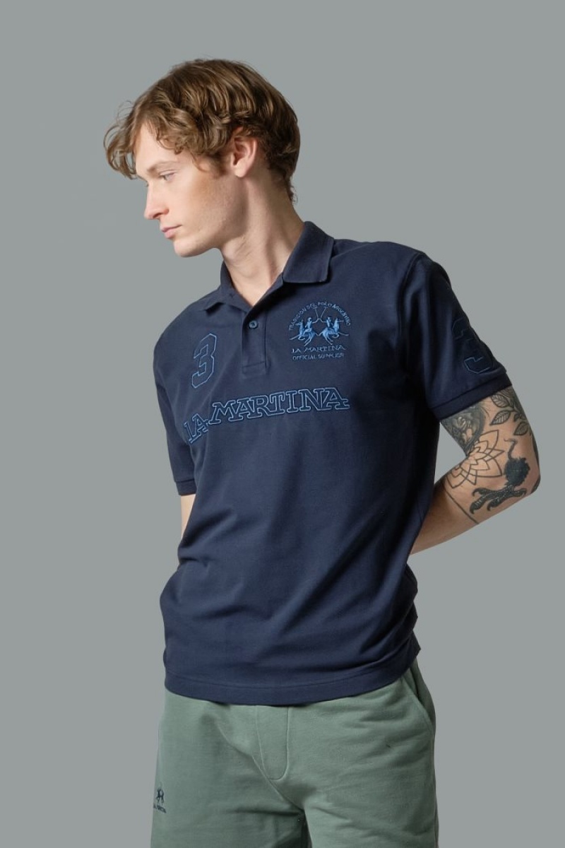 La Martina Short-sleeved Regular Fit Muške Polo Majica Tamnoplave | ZML-7379