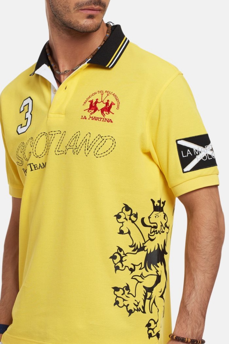 La Martina Short-sleeved Regular Fit Muške Polo Majica Žute | RNZ-6945