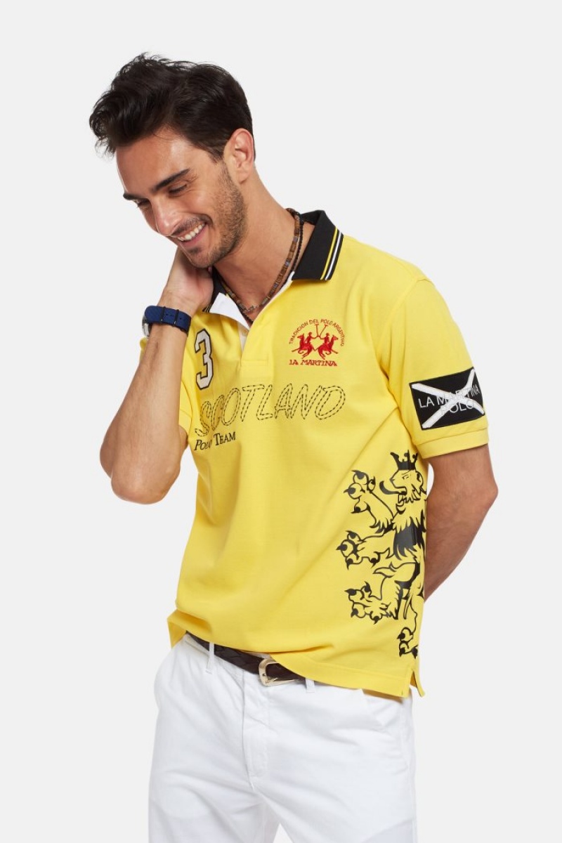 La Martina Short-sleeved Regular Fit Muške Polo Majica Žute | RNZ-6945