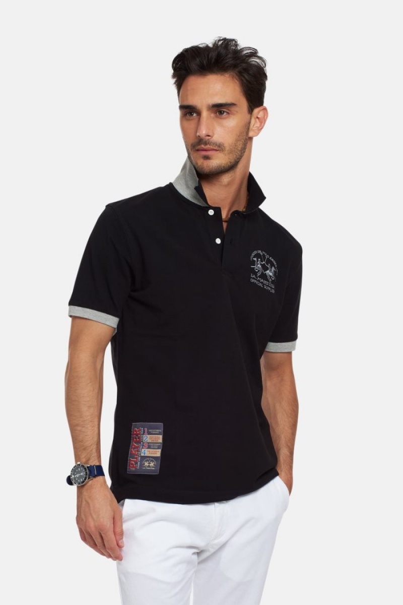 La Martina Short-sleeved Regular Fit Muške Polo Majica Crne | GNG-2086