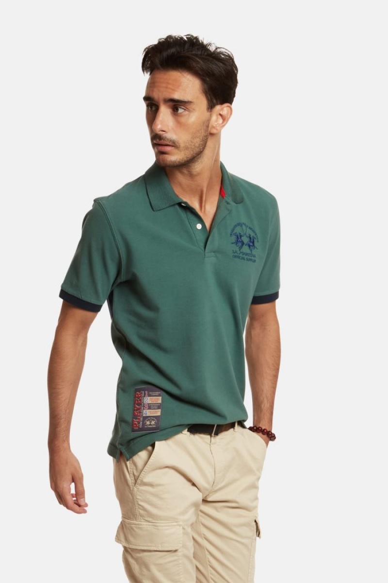 La Martina Short-sleeved Regular Fit Muške Polo Majica Zelene | MXS-7434