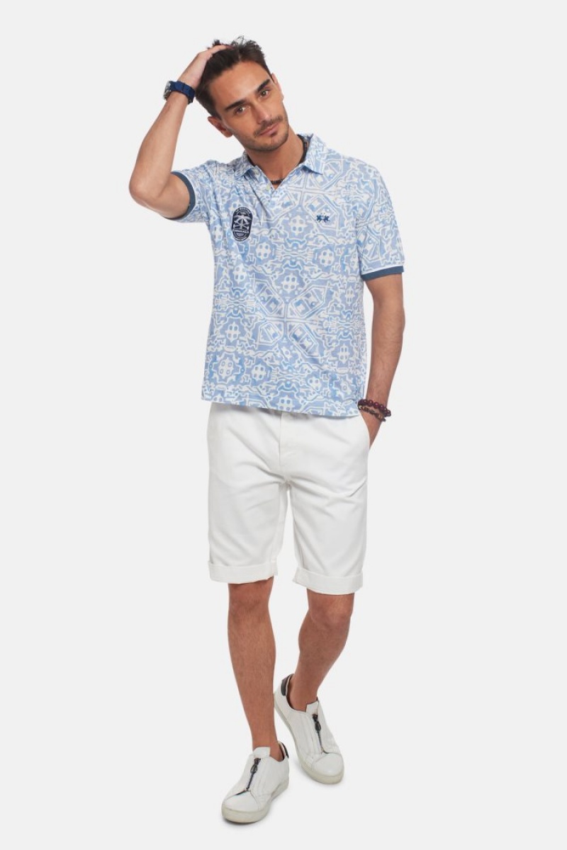 La Martina Short-sleeved Regular Fit Muške Polo Majica Srebrne Plave | GUN-9316