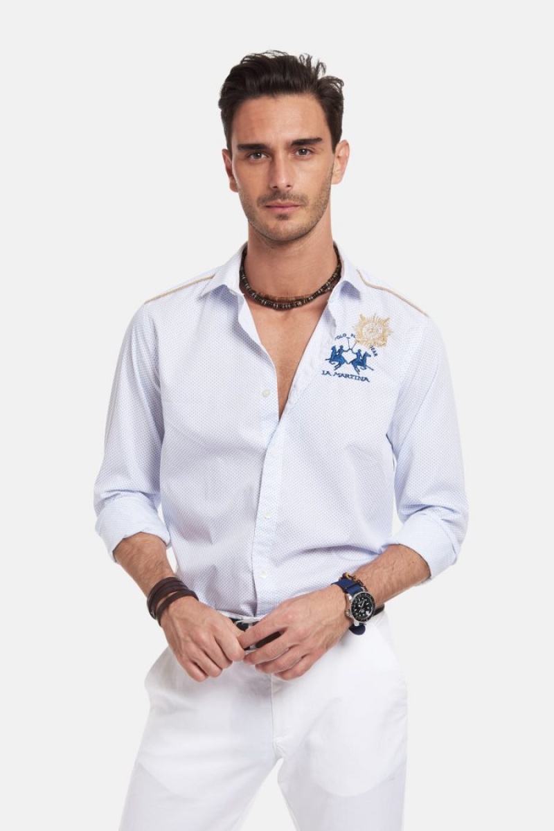 La Martina Slim-fit 100% Cotton Muške Košulje Bijele | ZCV-5121