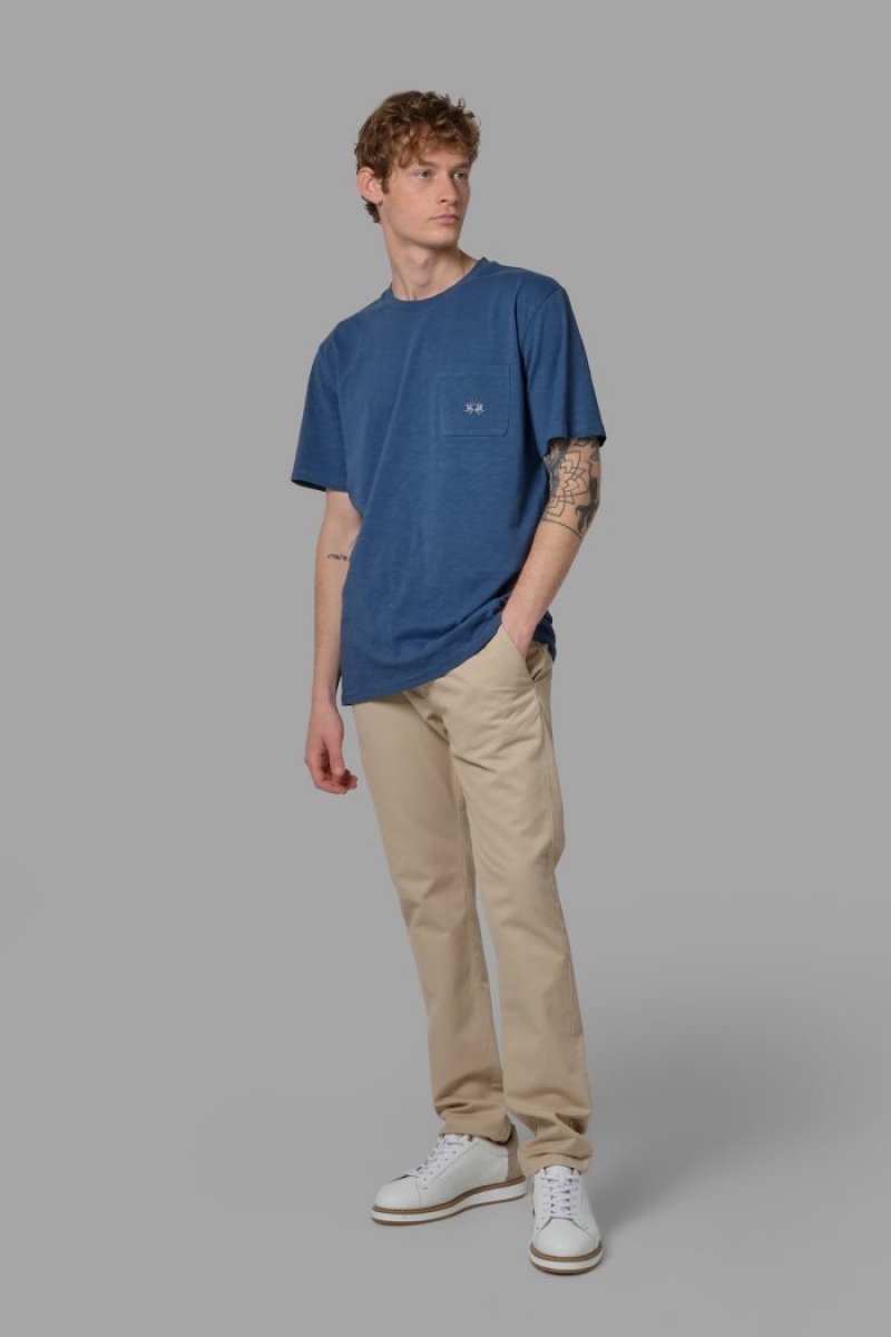 La Martina Slim-fit Linen-blend Muške Chino Hlače Bež | OAG-9033