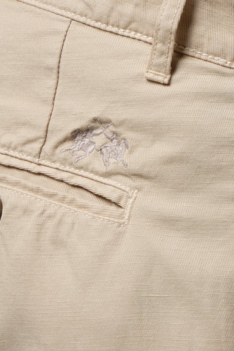 La Martina Slim-fit Linen-blend Muške Chino Hlače Bež | OAG-9033