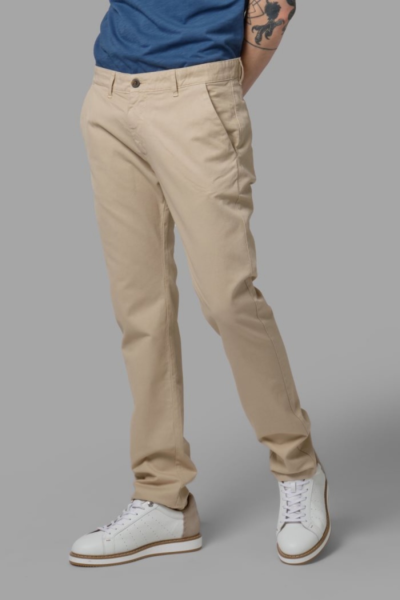 La Martina Slim-fit Linen-blend Muške Chino Hlače Bež | OAG-9033