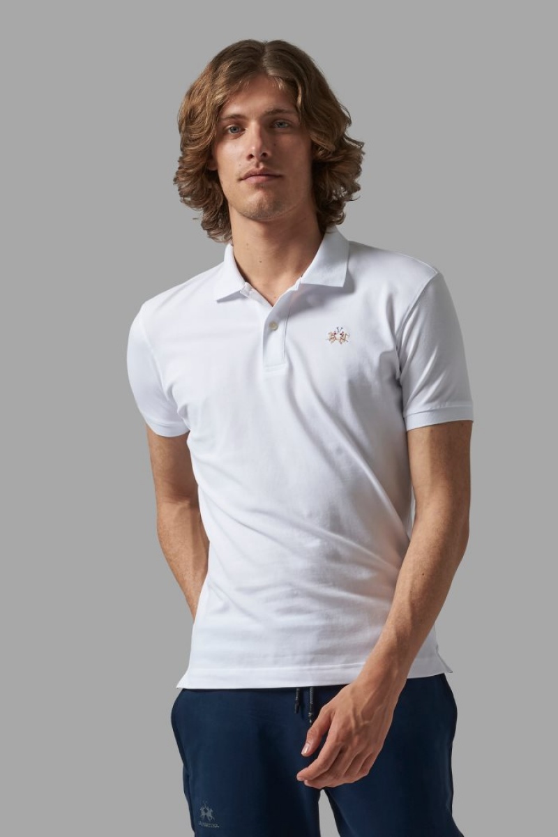 La Martina Slim-fit Muške Polo Majica Bijele | DRD-0027