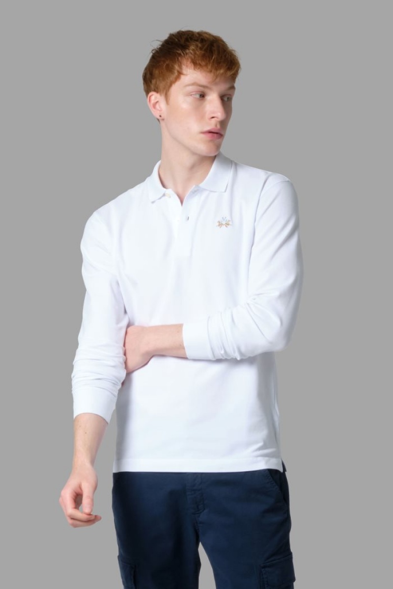 La Martina Slim-fit Muške Polo Majica Bijele | IFJ-9299