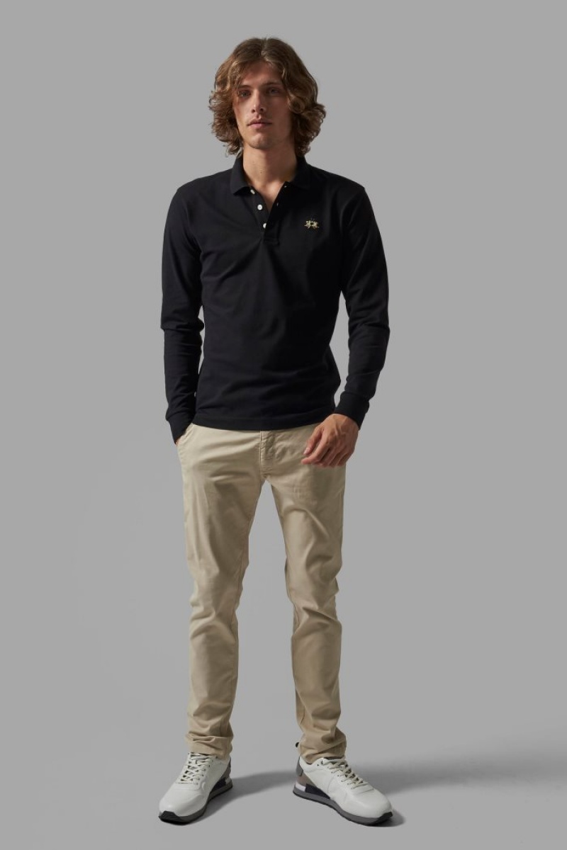 La Martina Slim-fit Muške Polo Majica Crne | AJX-0244