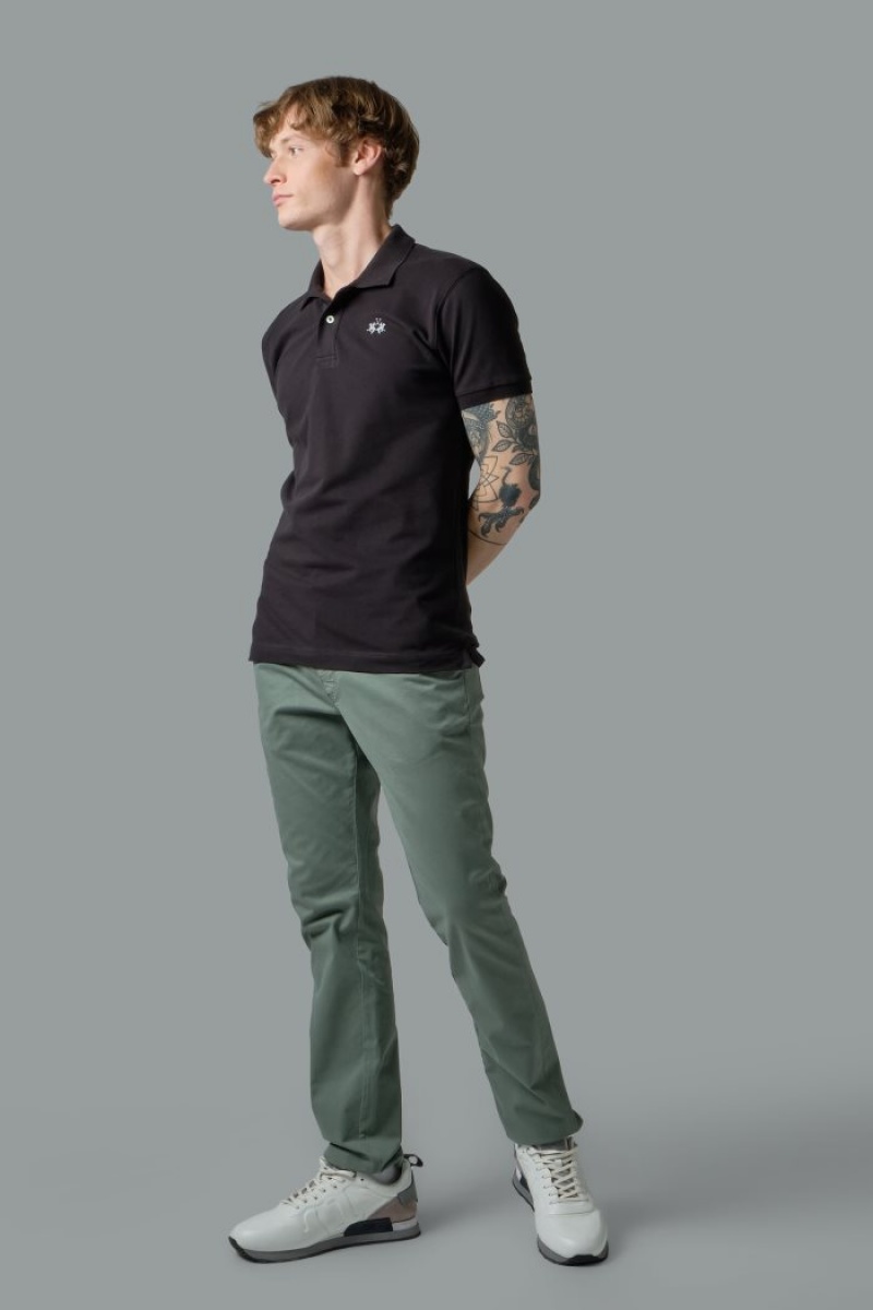 La Martina Slim-fit Stretch Cotton Muške Hlače Maslinasto Zelene | GFK-5617