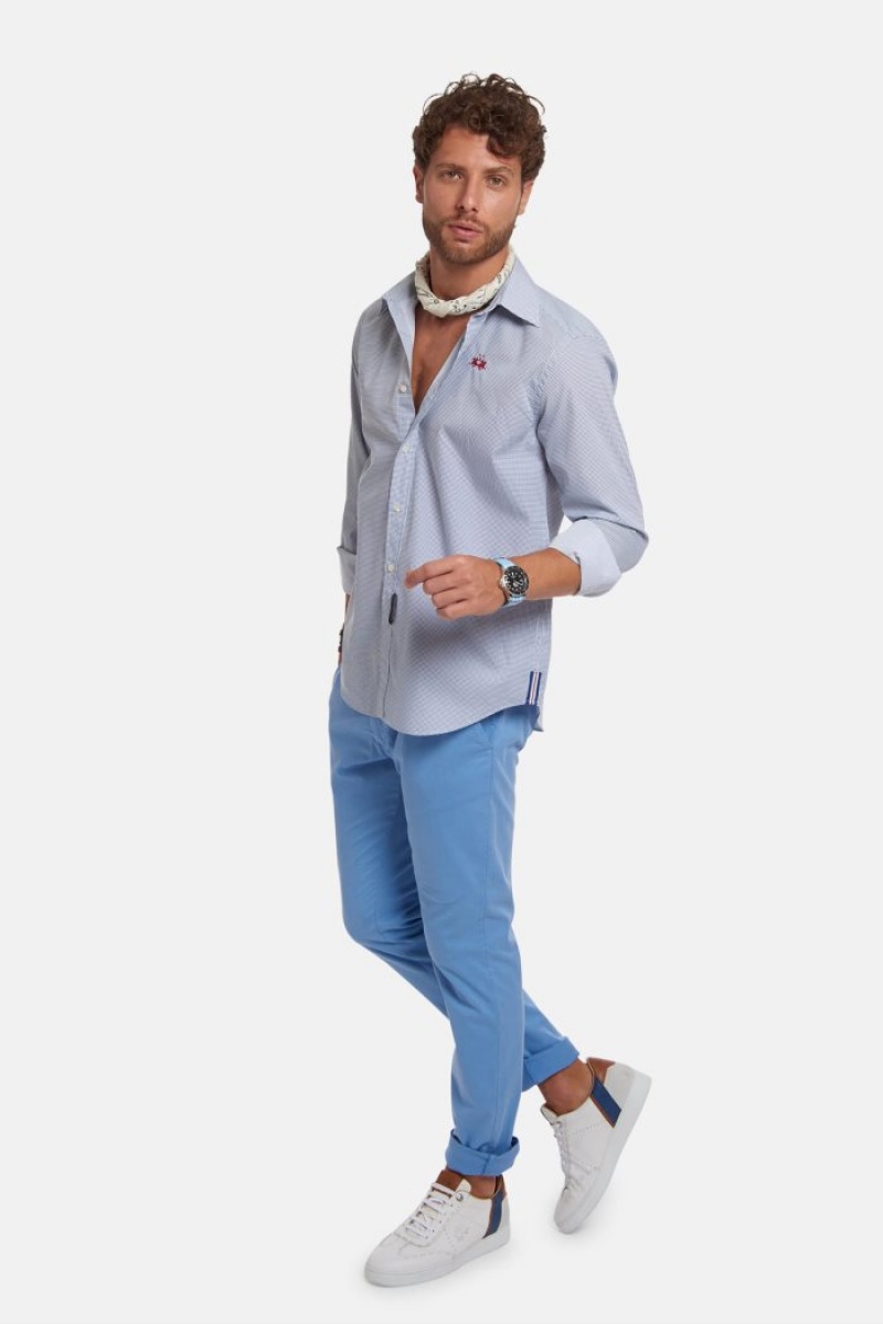 La Martina Slim-fit Stretch Cotton Muške Hlače Plave | QEB-8318