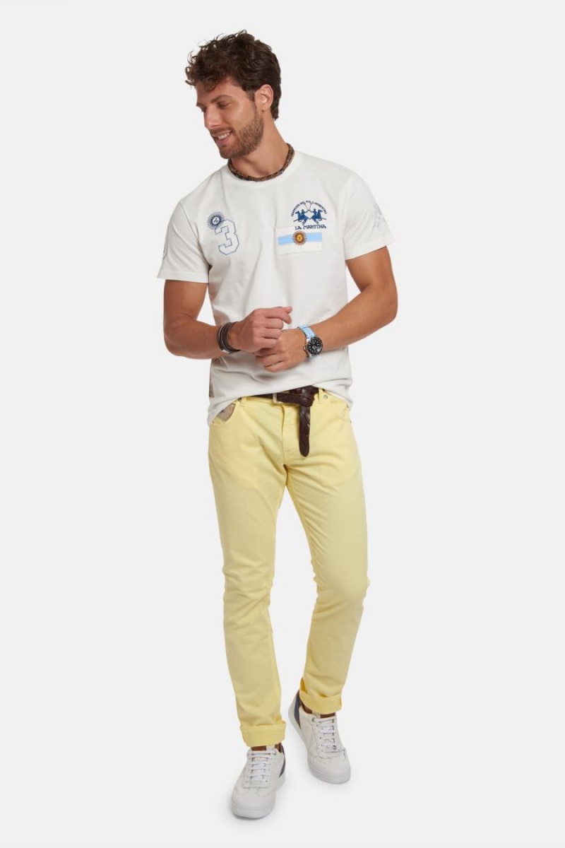 La Martina Slim-fit Stretch Cotton Muške Hlače Žute | ONT-1192