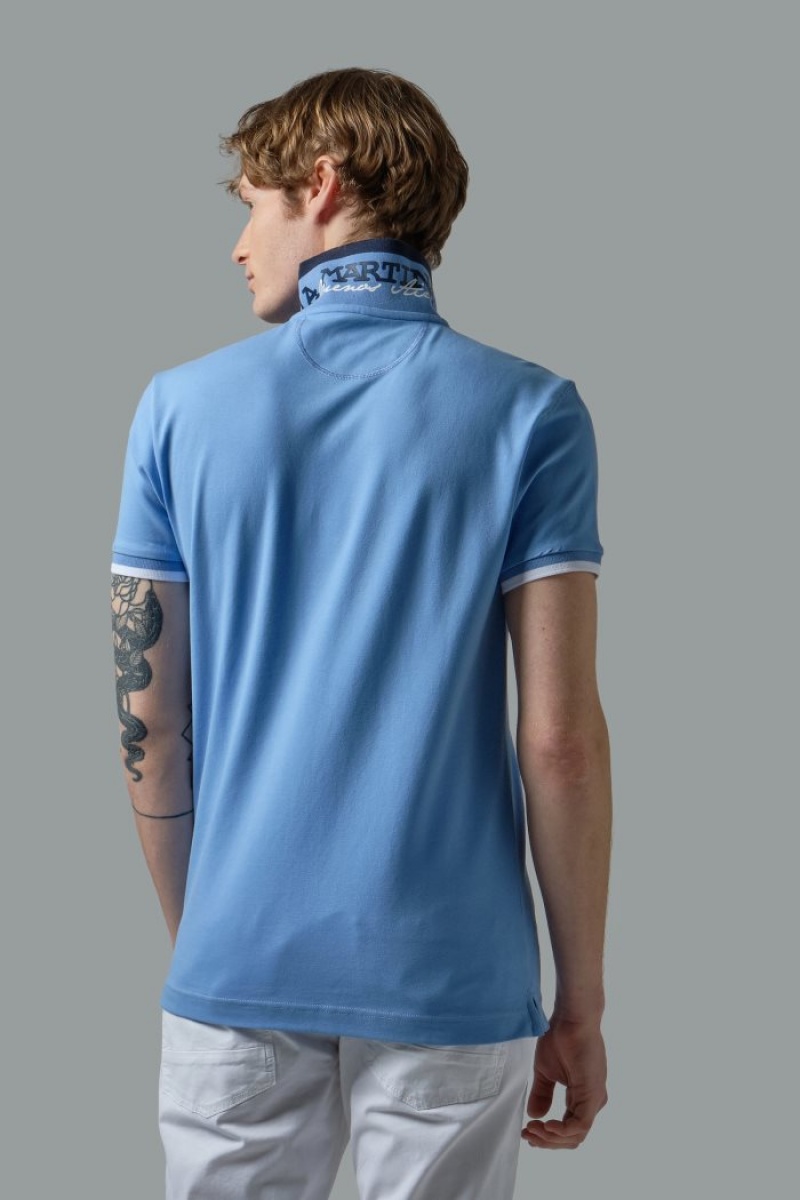 La Martina Slim-fit Stretch Piqué Muške Polo Majica Plave | TJZ-2925