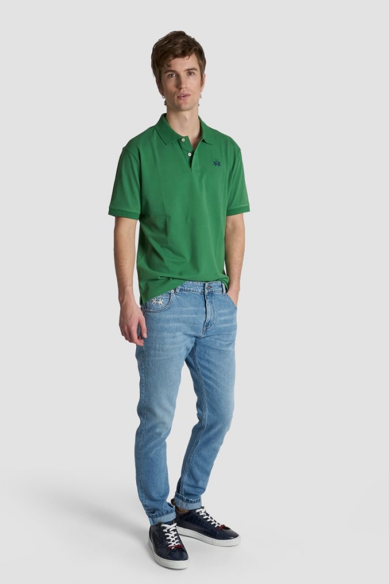 La Martina Slim-fit Stretch Piqué Muške Polo Majica Zelene | DYT-4447