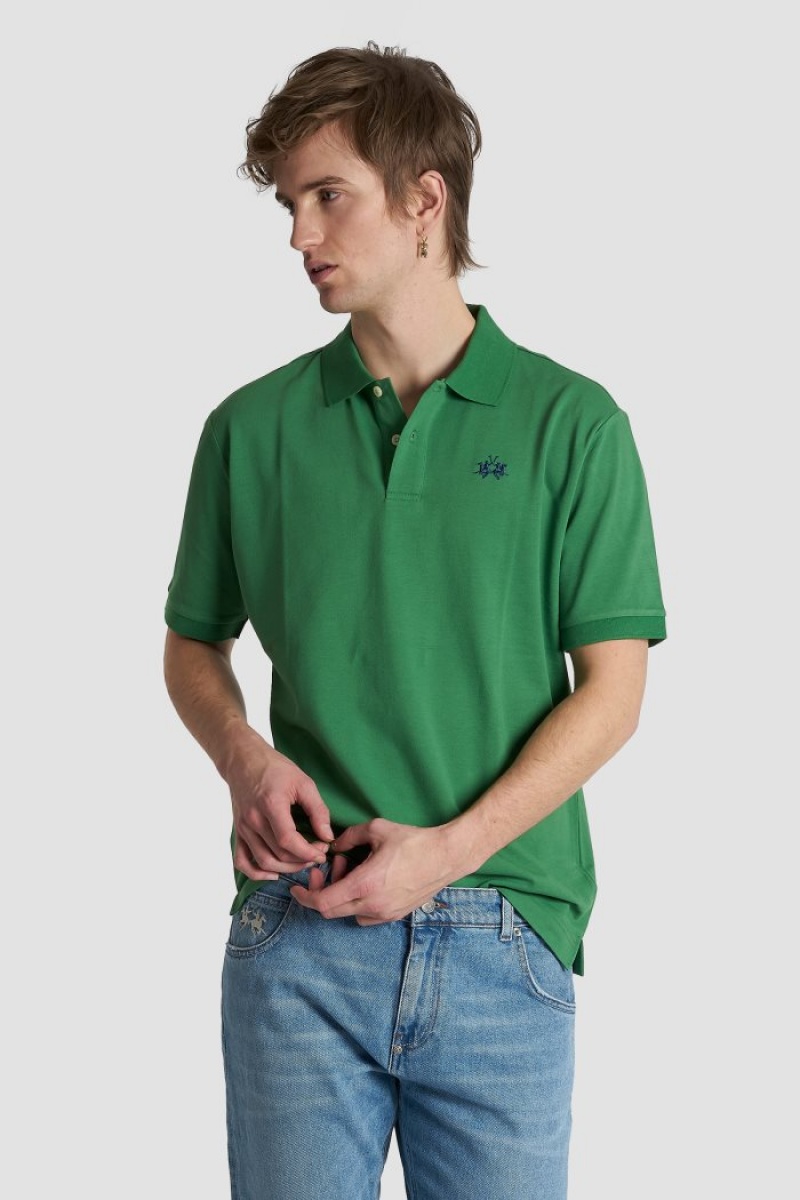 La Martina Slim-fit Stretch Piqué Muške Polo Majica Zelene | DYT-4447