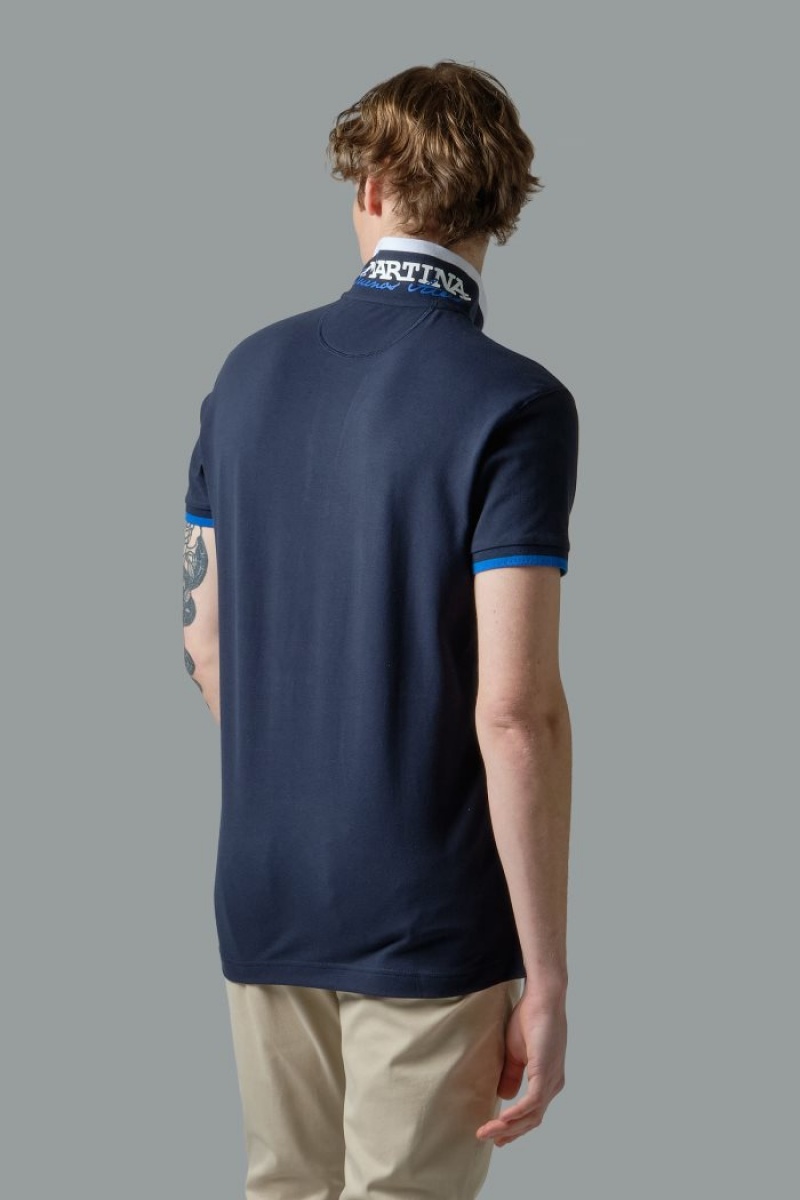 La Martina Slim-fit Stretch Piqué Muške Polo Majica Tamnoplave | XFS-4665